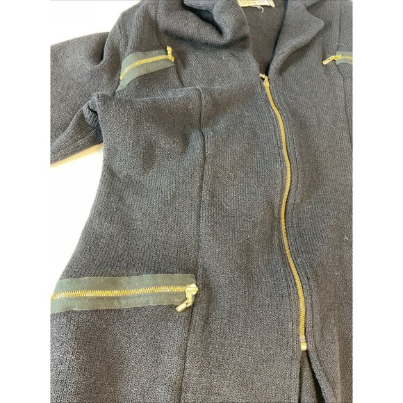 ST JOHN Collection Dark Navy‎ Santana Knit Zip Up Sweater Jacket Size 6 Cardigan - Picture 8 of 9